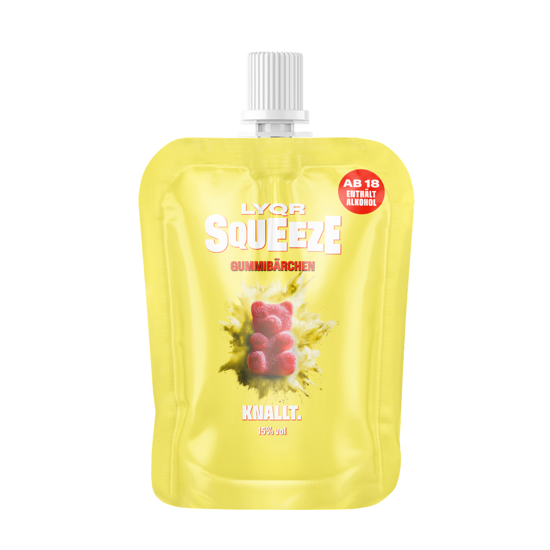 LYQR SQUEEZE Gummibärchen – süßer Party Shot im Quetschbeutel