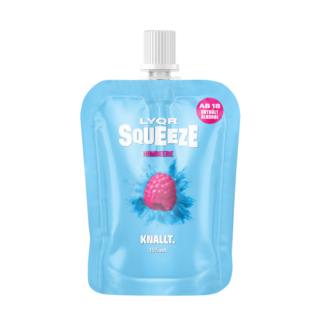 LYQR SQUEEZE Himbeere – fruchtiger Party Shot im Quetschbeutel