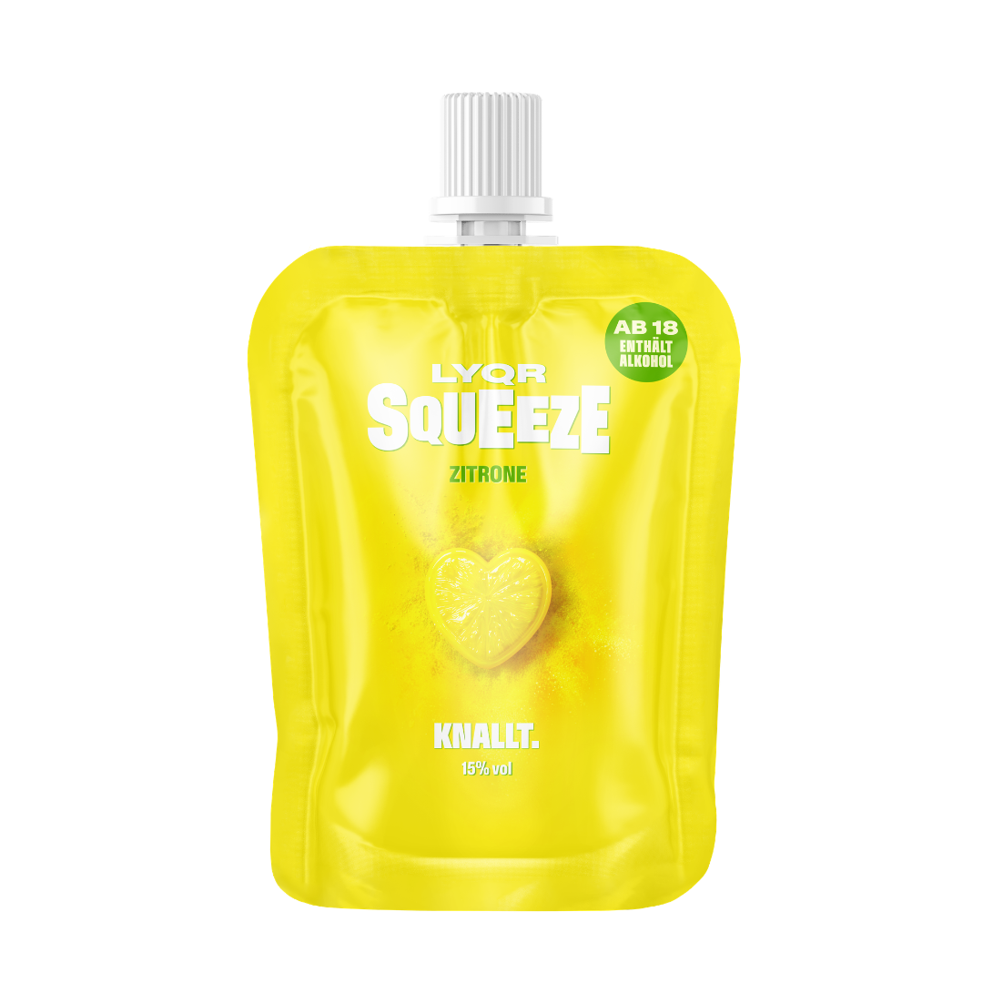 LYQR SQUEEZE Zitrone 30 ml – Quetschbeutel Party Shot