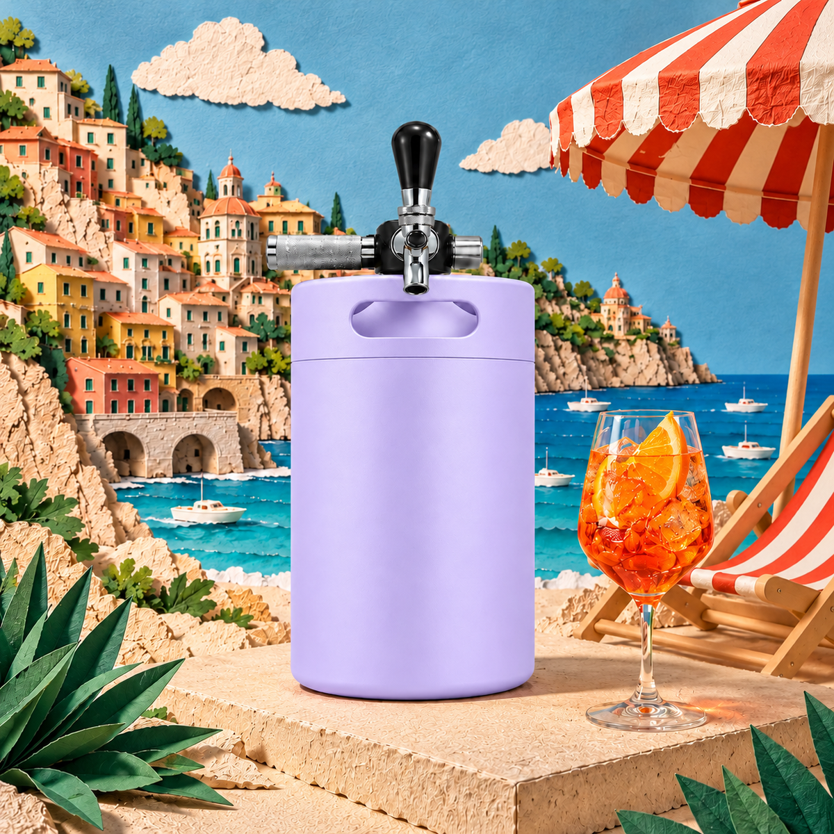 Keggo Mini Keg 4 l Lavendel – Mobile Zapfanlage für Cocktails & Spritz