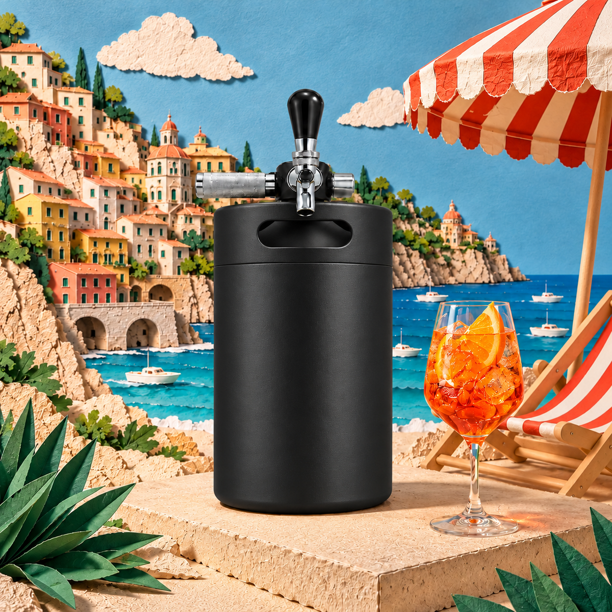 Keggo Mini Keg 4 l Schwarz – Mobile Zapfanlage für Cocktails & Spritz