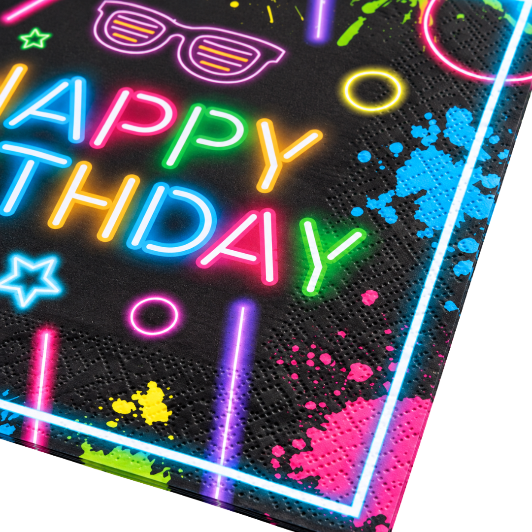 Neon Happy Birthday Servietten 20 Stück