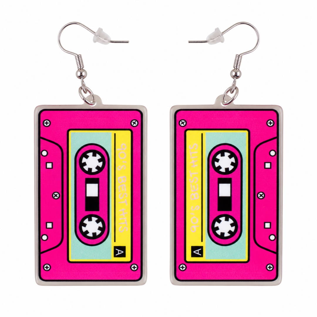 Neon Kassetten Ohrringe Pink