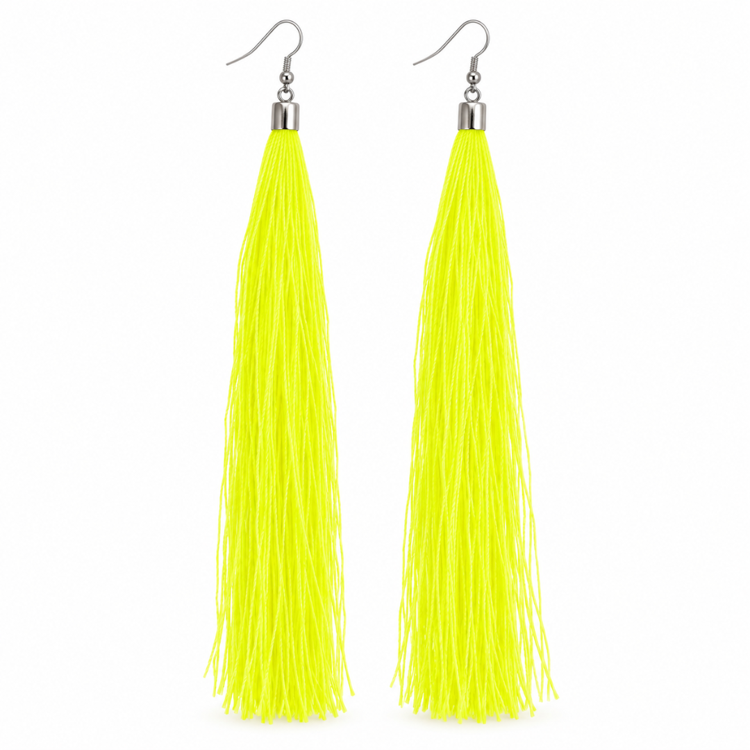 Neon Quasten Ohrringe Gelb
