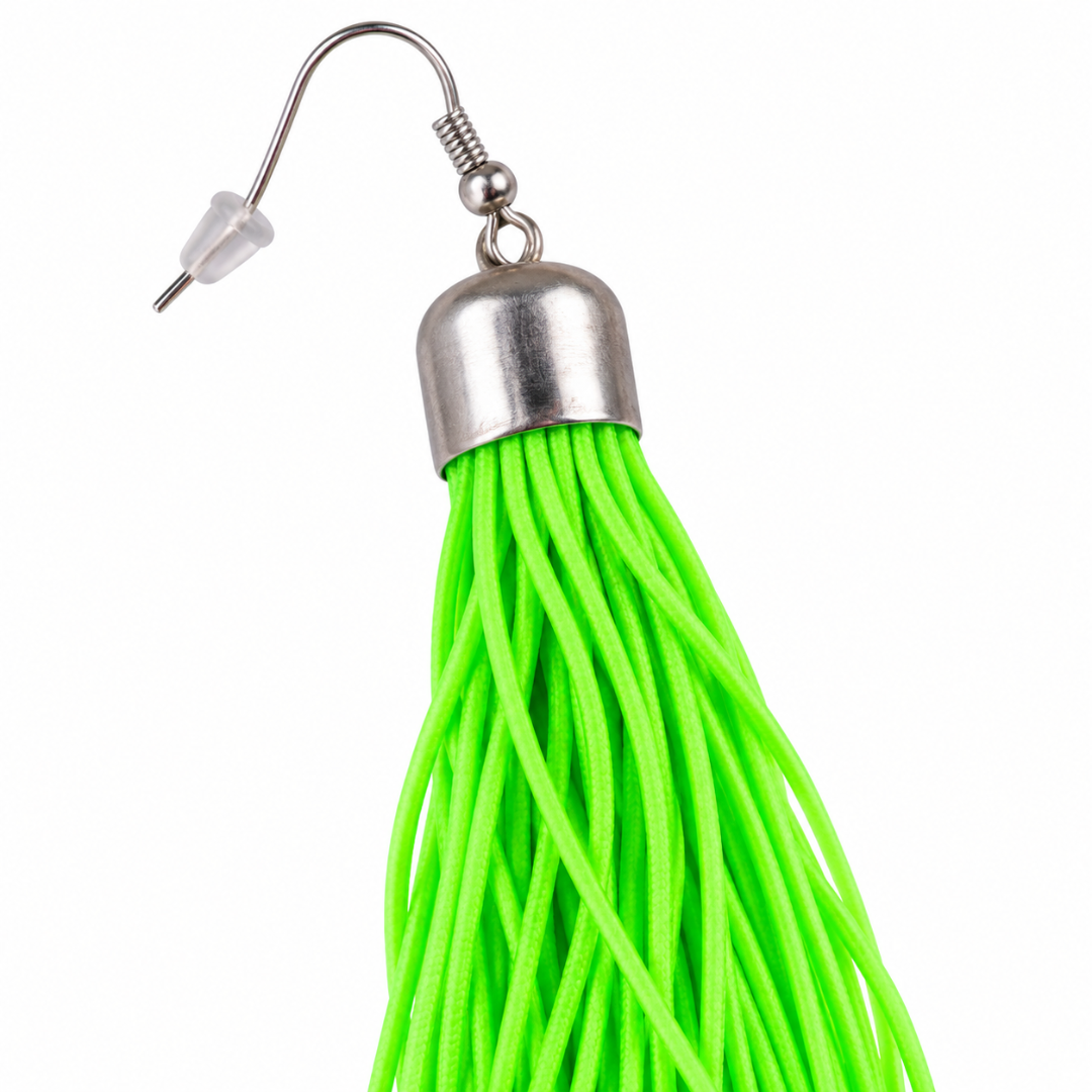 Neon Quasten Ohrringe Grün