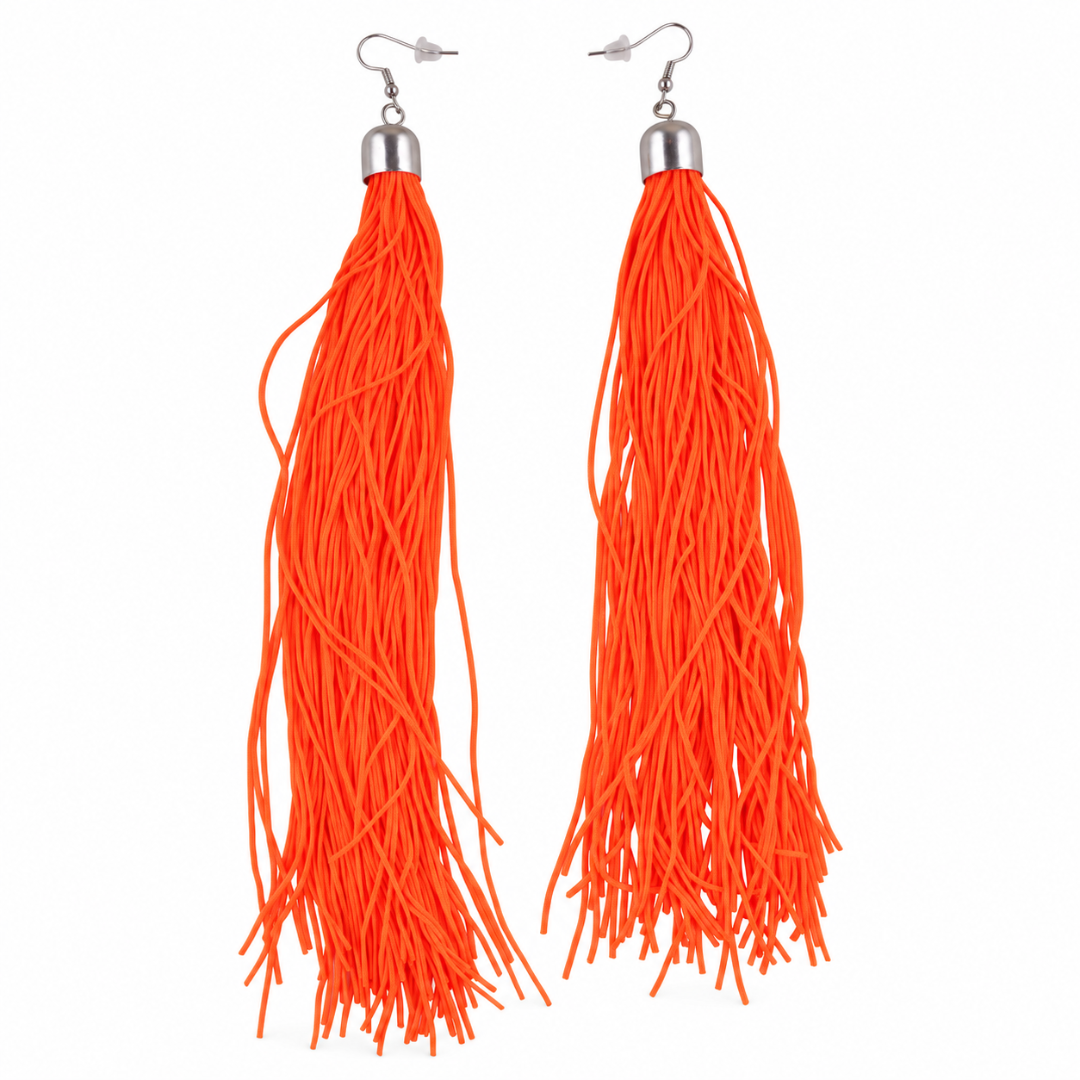 Neon Quasten Ohrringe Orange
