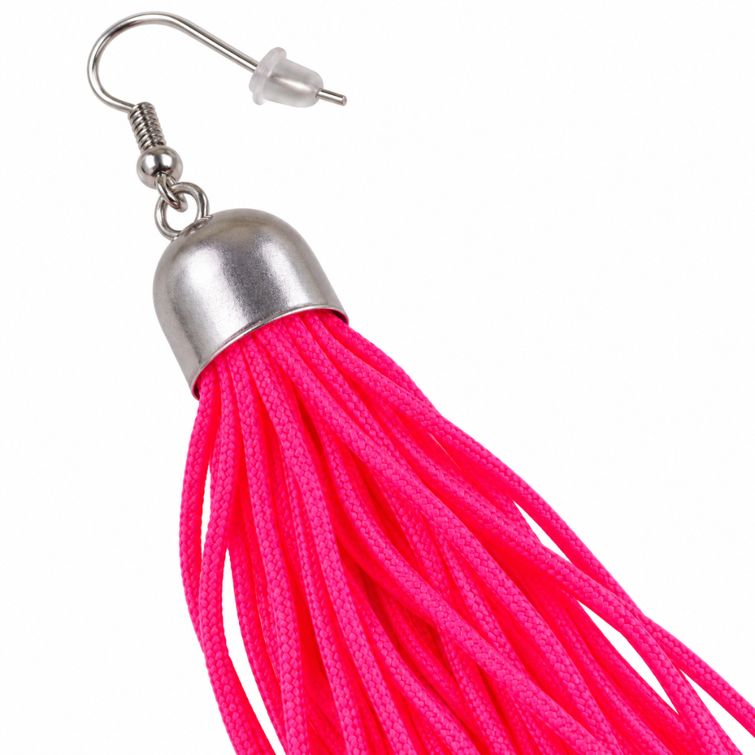Neon Quasten Ohrringe Pink
