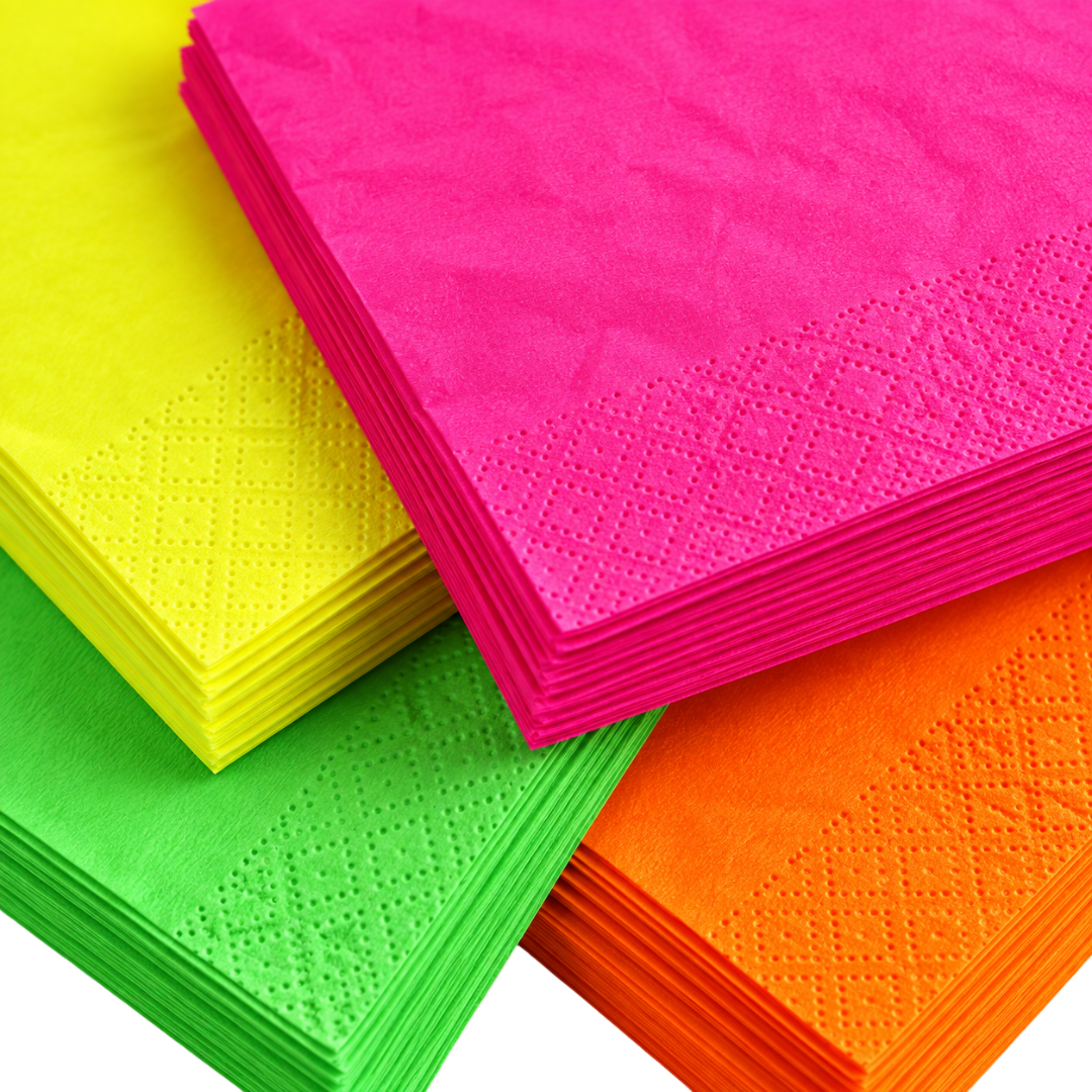 Neon Servietten Farbmix 80 Stück