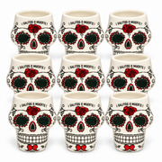 Original SALITOS Tequila Skull Shot Cups Keramik 9 Stück