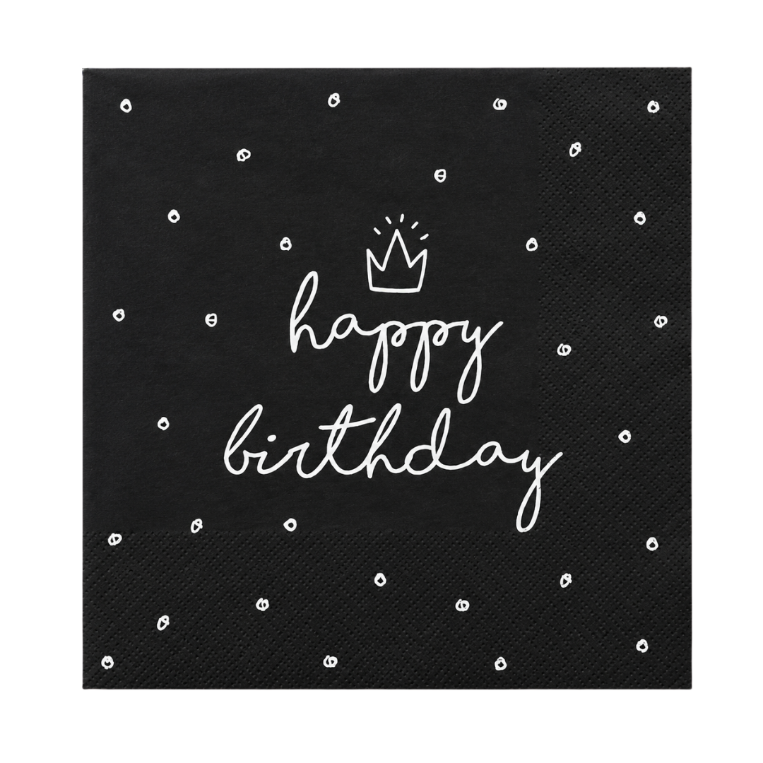 Servietten Happy Birthday mit Krone 20 Stück