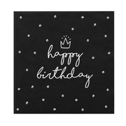 Servietten Happy Birthday mit Krone 20 Stück