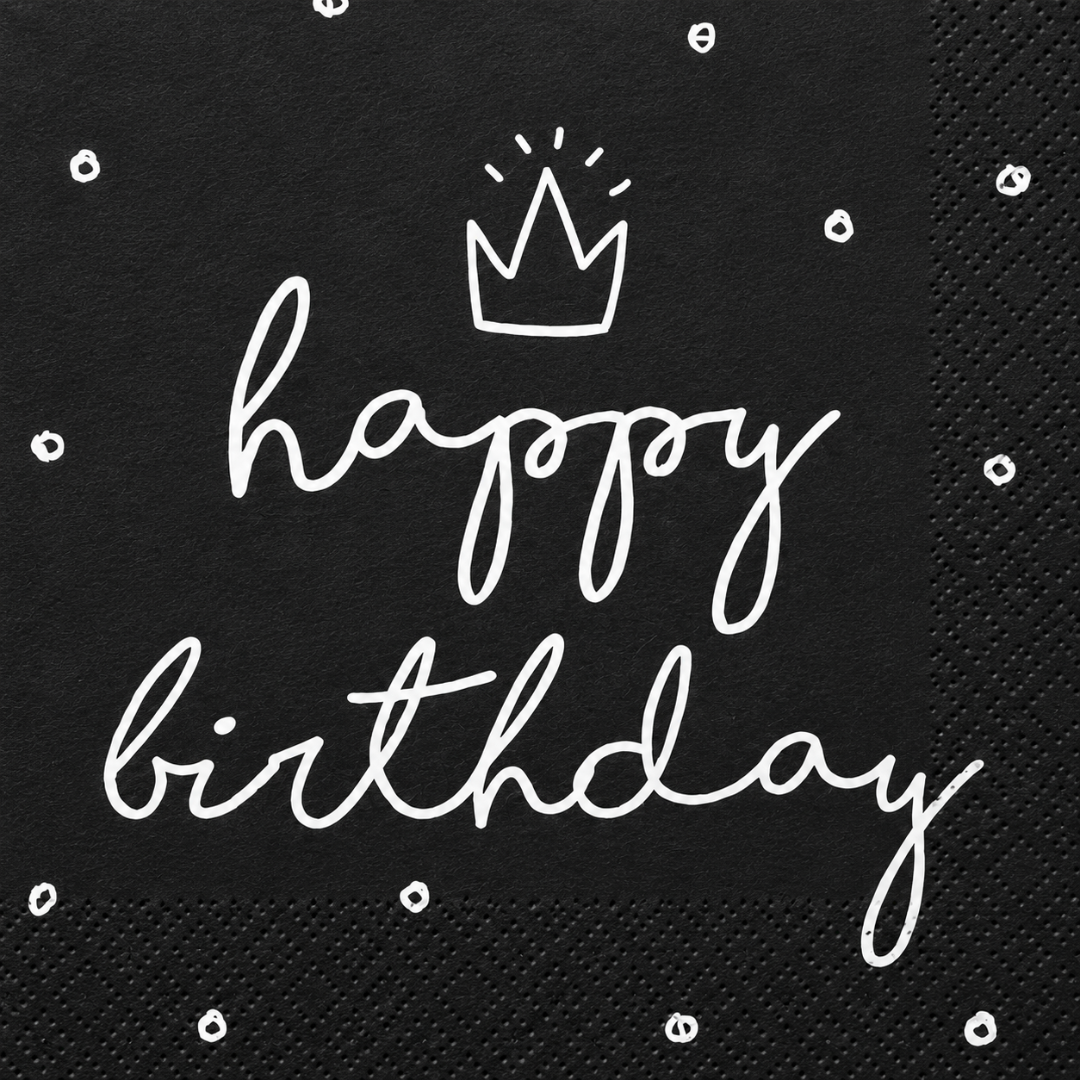 Servietten Happy Birthday mit Krone 20 Stück