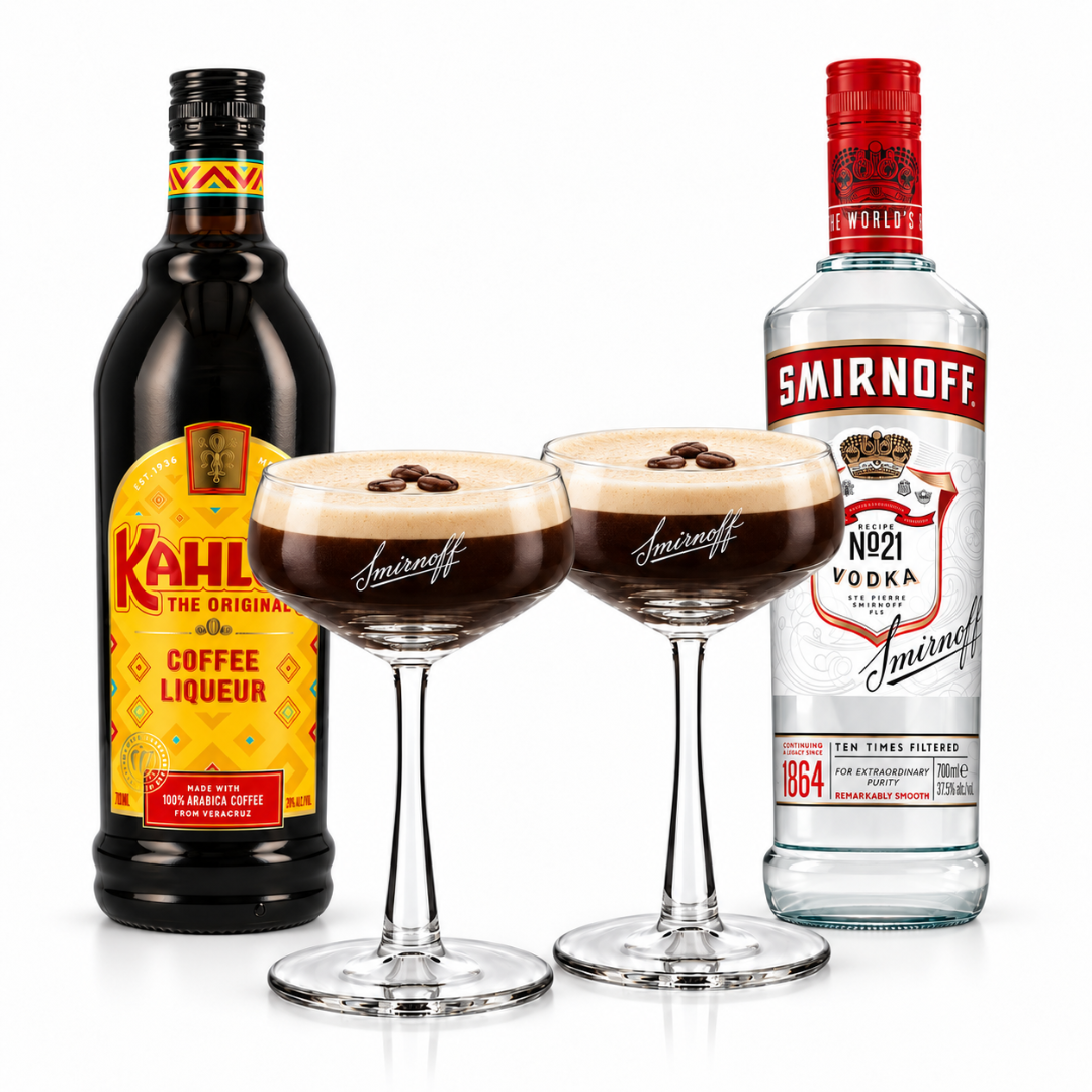 Smirnoff Espresso Martini Set mit Kahlúa & Gläsern