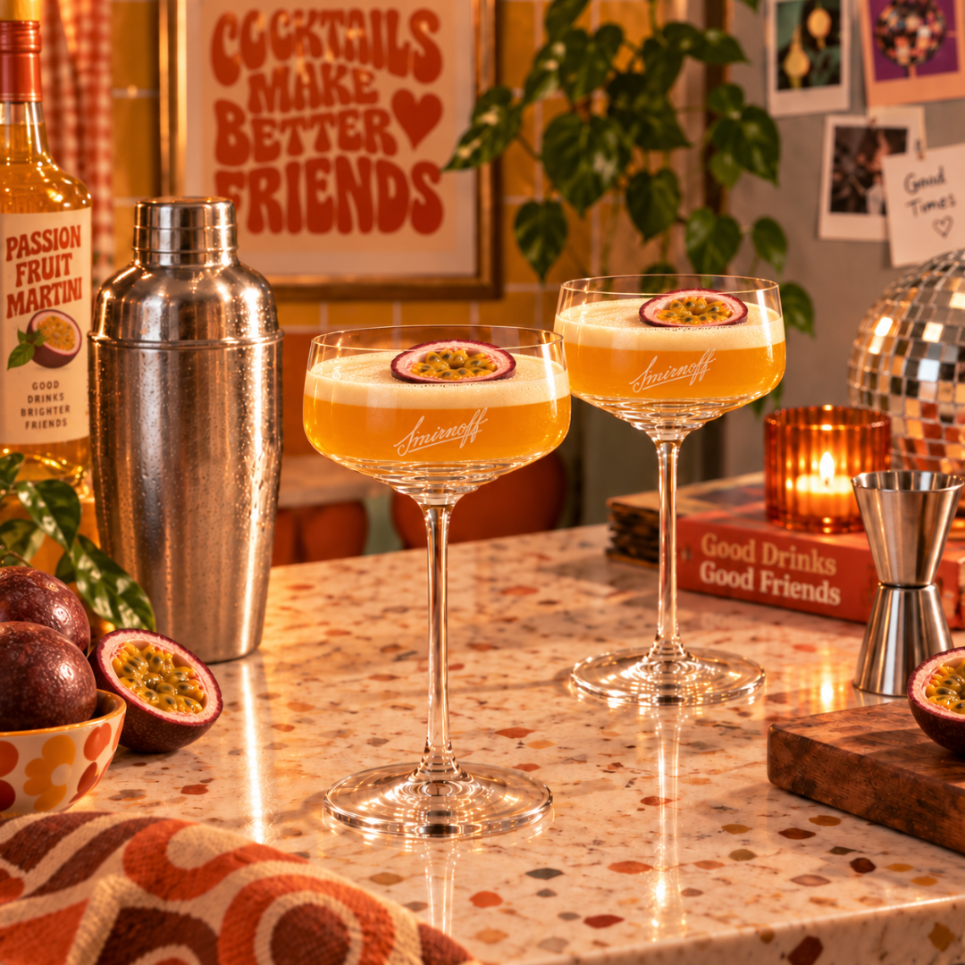 Smirnoff Pornstar Martini Set mit Passoã, Prosecco & 2 Gläsern