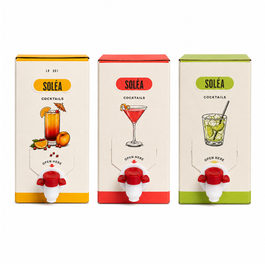 Soléa Cocktail Set – 3 x 1,5 l mit Zapfhahn