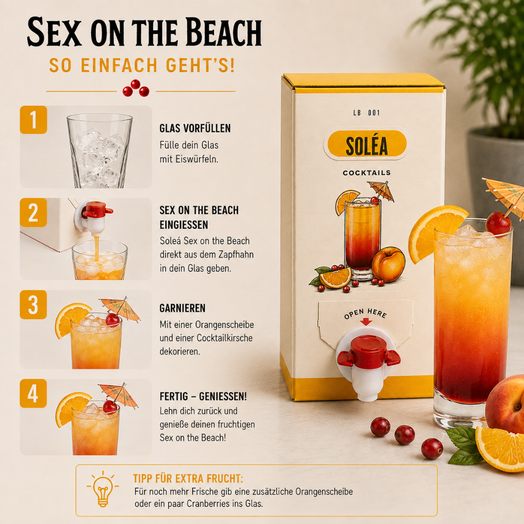 Soléa Cocktail Set – 3 x 1,5 l mit Zapfhahn