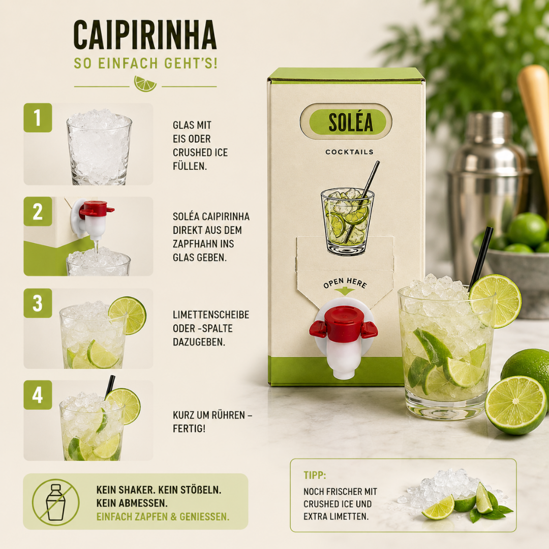 Soléa Caipirinha 1,5 l – Fertigcocktail mit Zapfhahn
