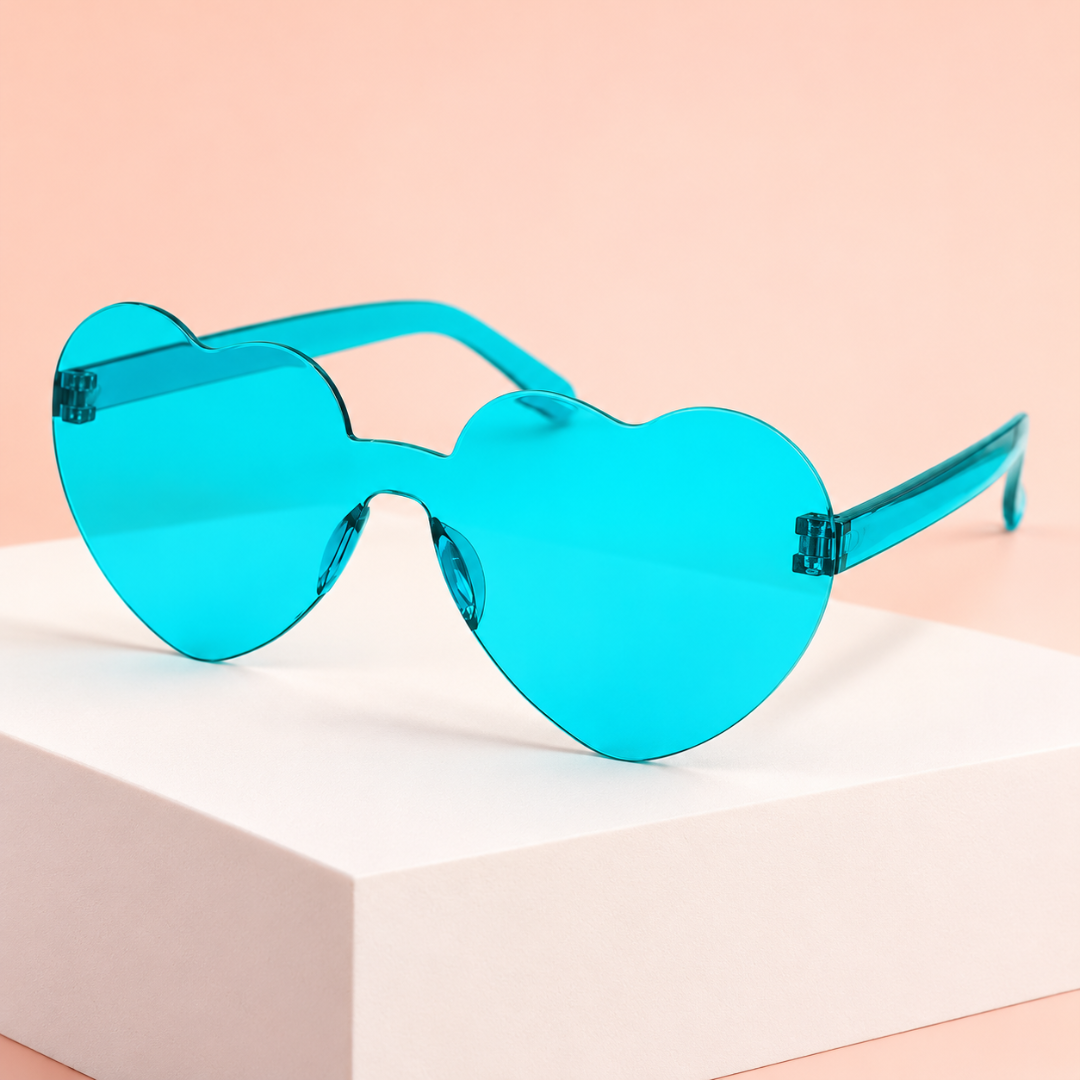 Sonnenbrille herzförmig Türkis