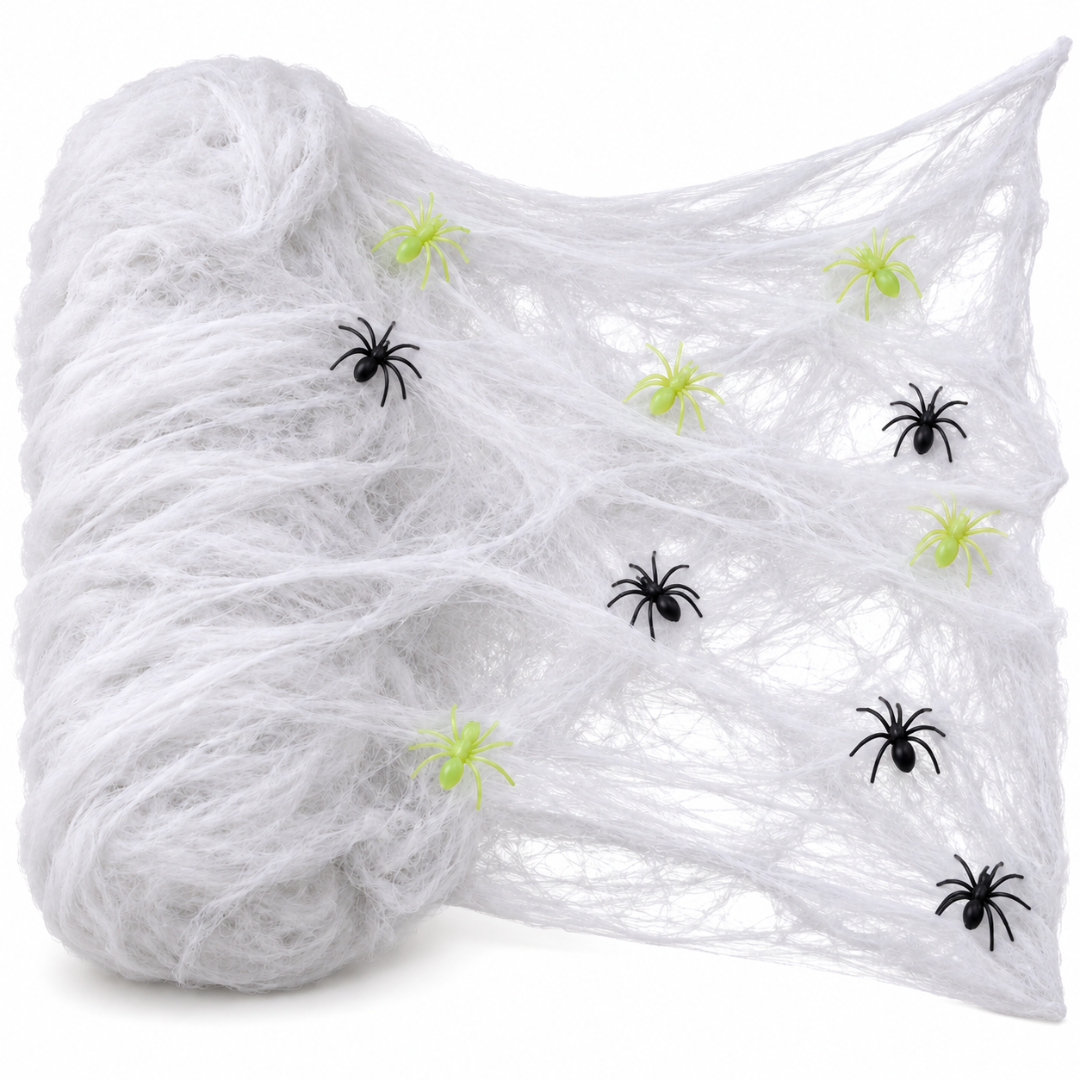 Spinnennetz Deko Weiß mit Spinnen 500 g
