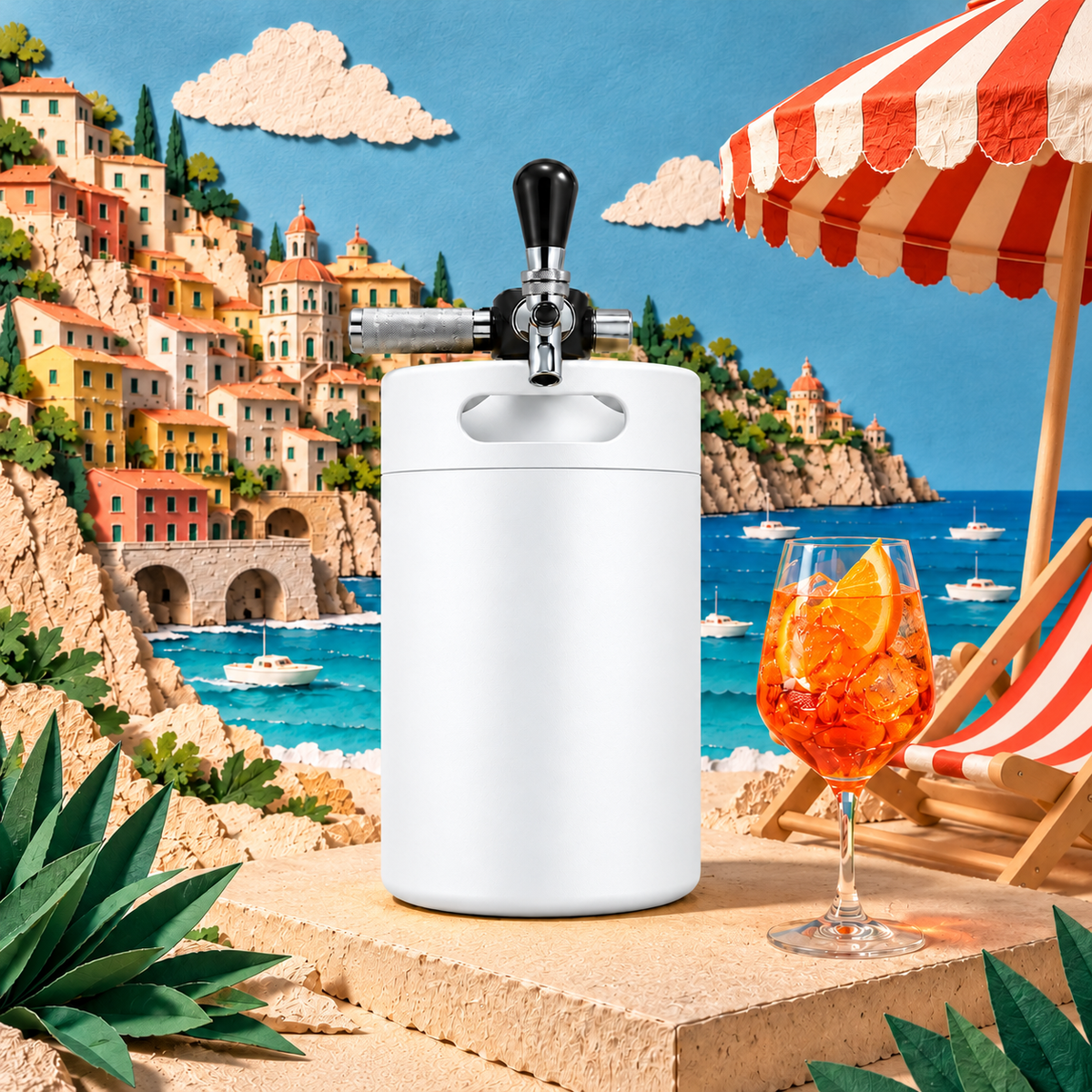 Keggo Mini Keg 4 l Weiß – Mobile Zapfanlage für Cocktails & Spritz