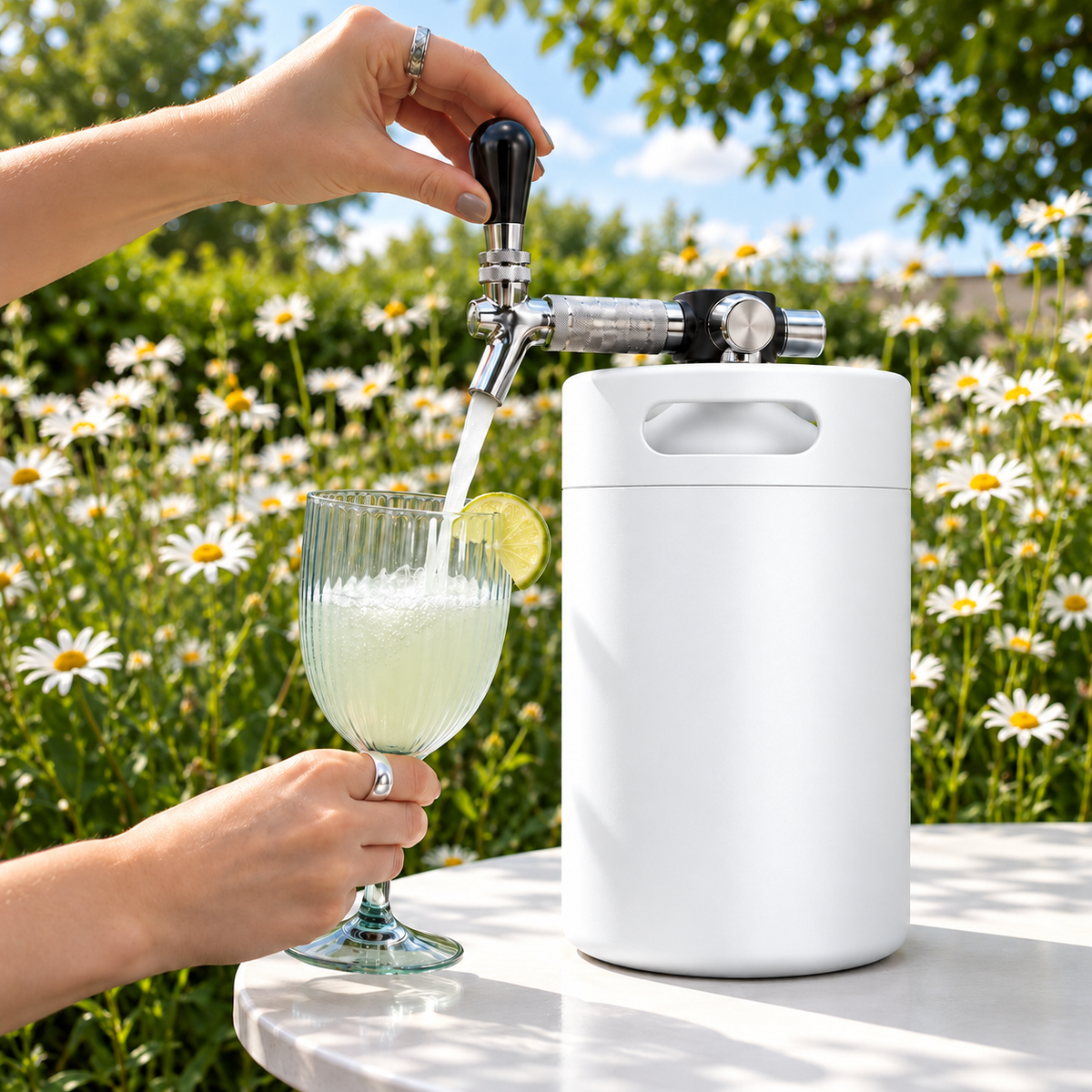 Keggo Mini Keg 4 l Weiß – Mobile Zapfanlage für Cocktails & Spritz