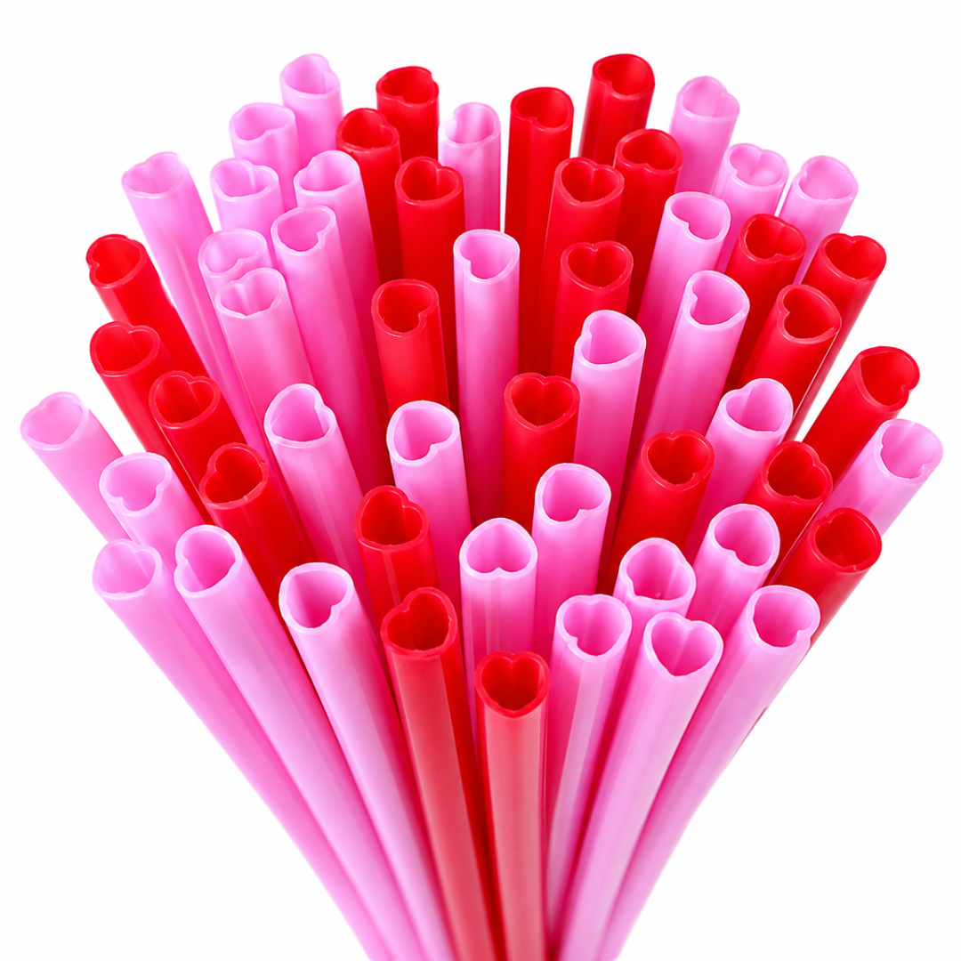 Wiederverwendbare Herz Trinkhalme Rosa & Rot 30er Set