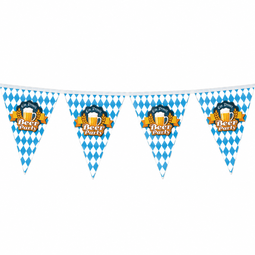 Wimpelkette Bierfest 5 m – 10 Fahnen Blau Weiß