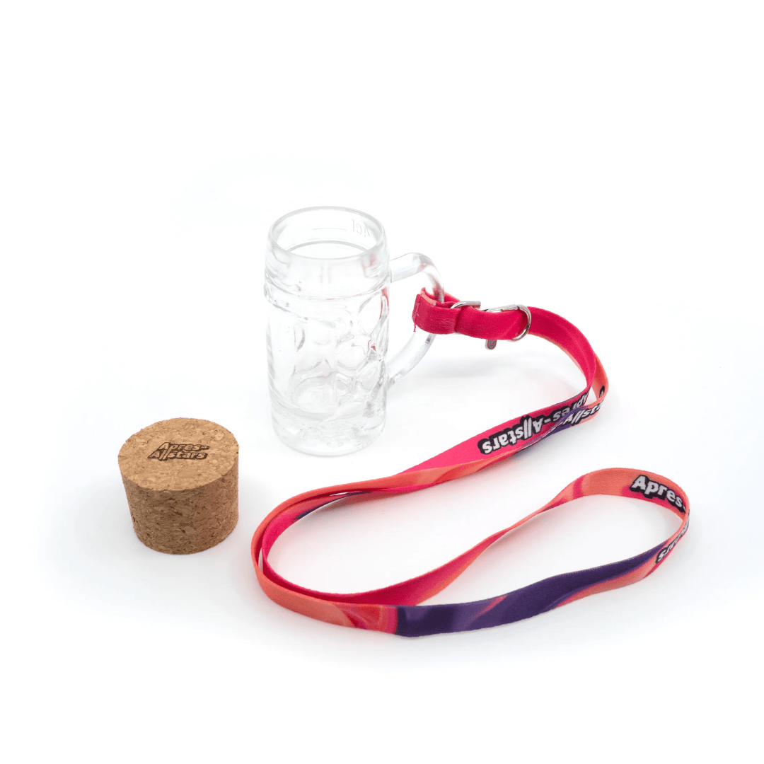 Apres - Allstars® Mini Maßkrug Schnapsglas im 4er Set mit Korken und Lanyards - TwentyFourParty