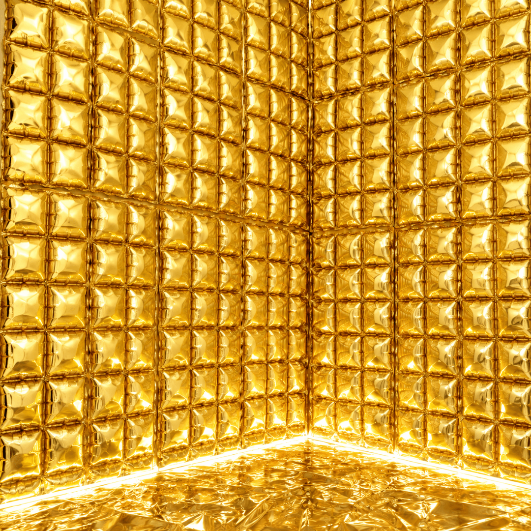 Aufblasbarer Folienvorhang Gold 72 x 143 cm - TwentyFourParty