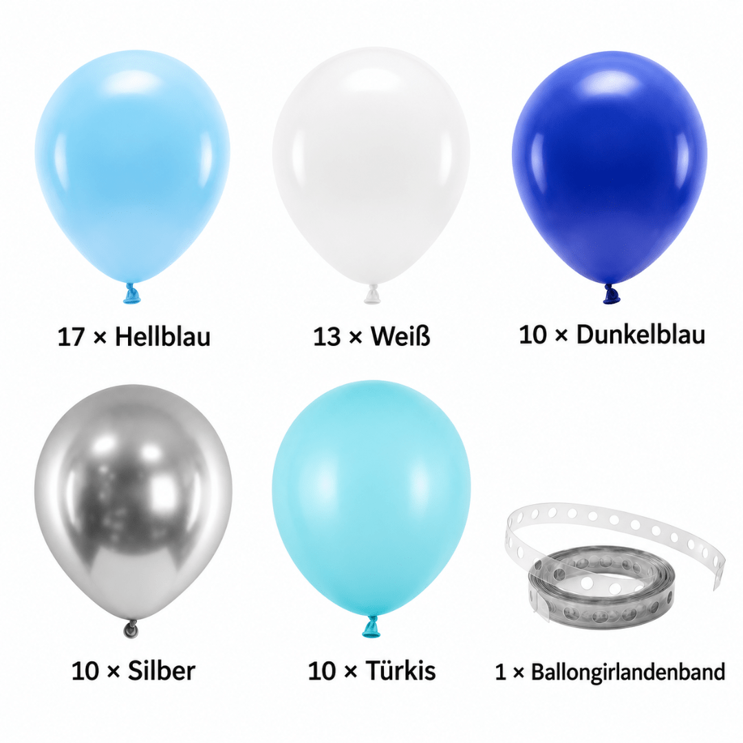 Ballongirlande Blau 200 cm, 60 Ballons - TwentyFourParty