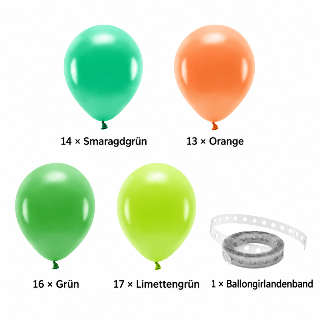 Ballongirlande Dino Grün 200 cm, 60 Ballons - TwentyFourParty