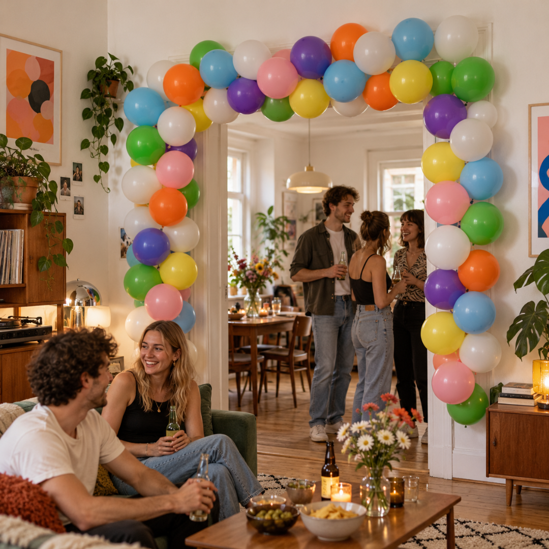 Ballongirlande Regenbogen 200 cm, 60 Ballons - TwentyFourParty