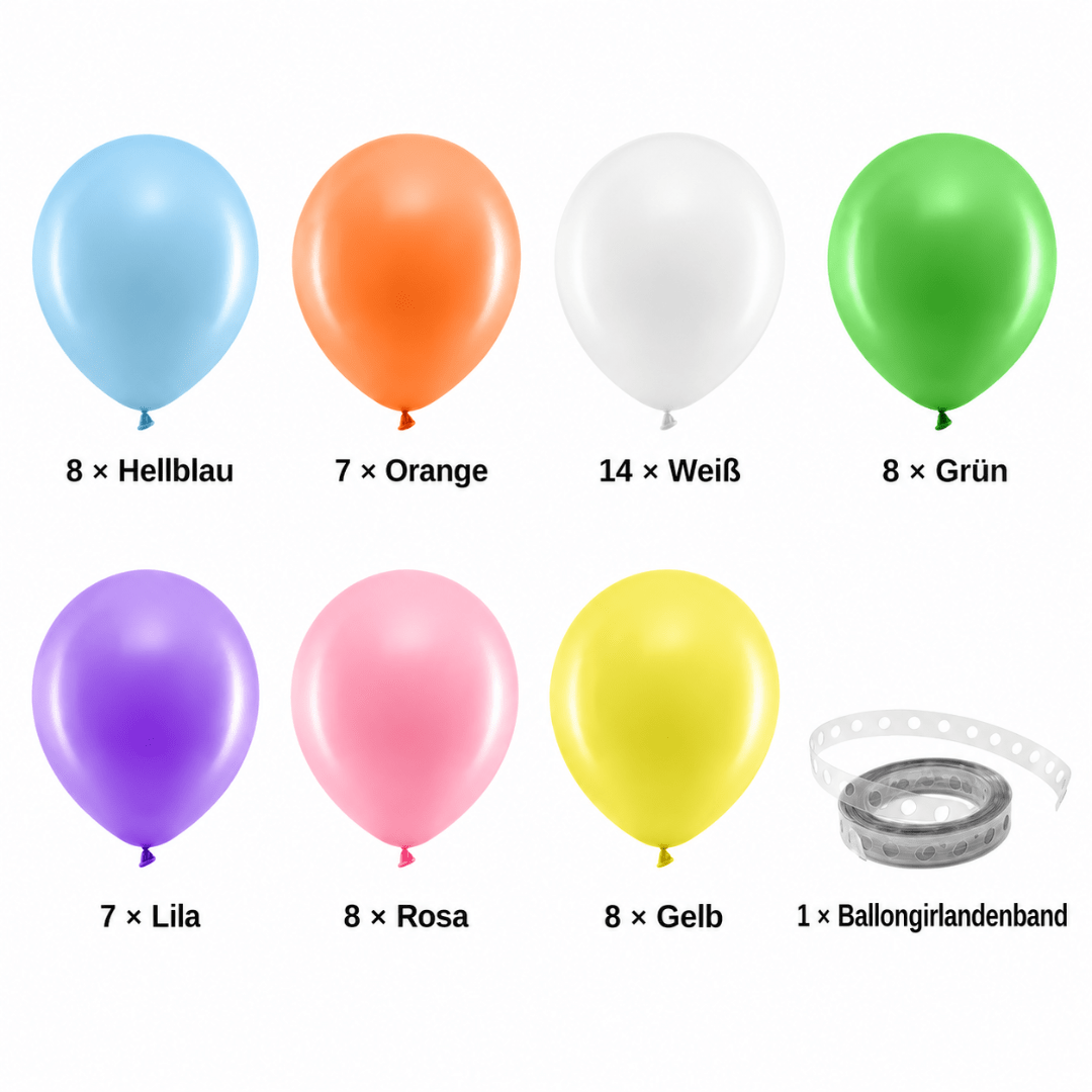 Ballongirlande Regenbogen 200 cm, 60 Ballons - TwentyFourParty