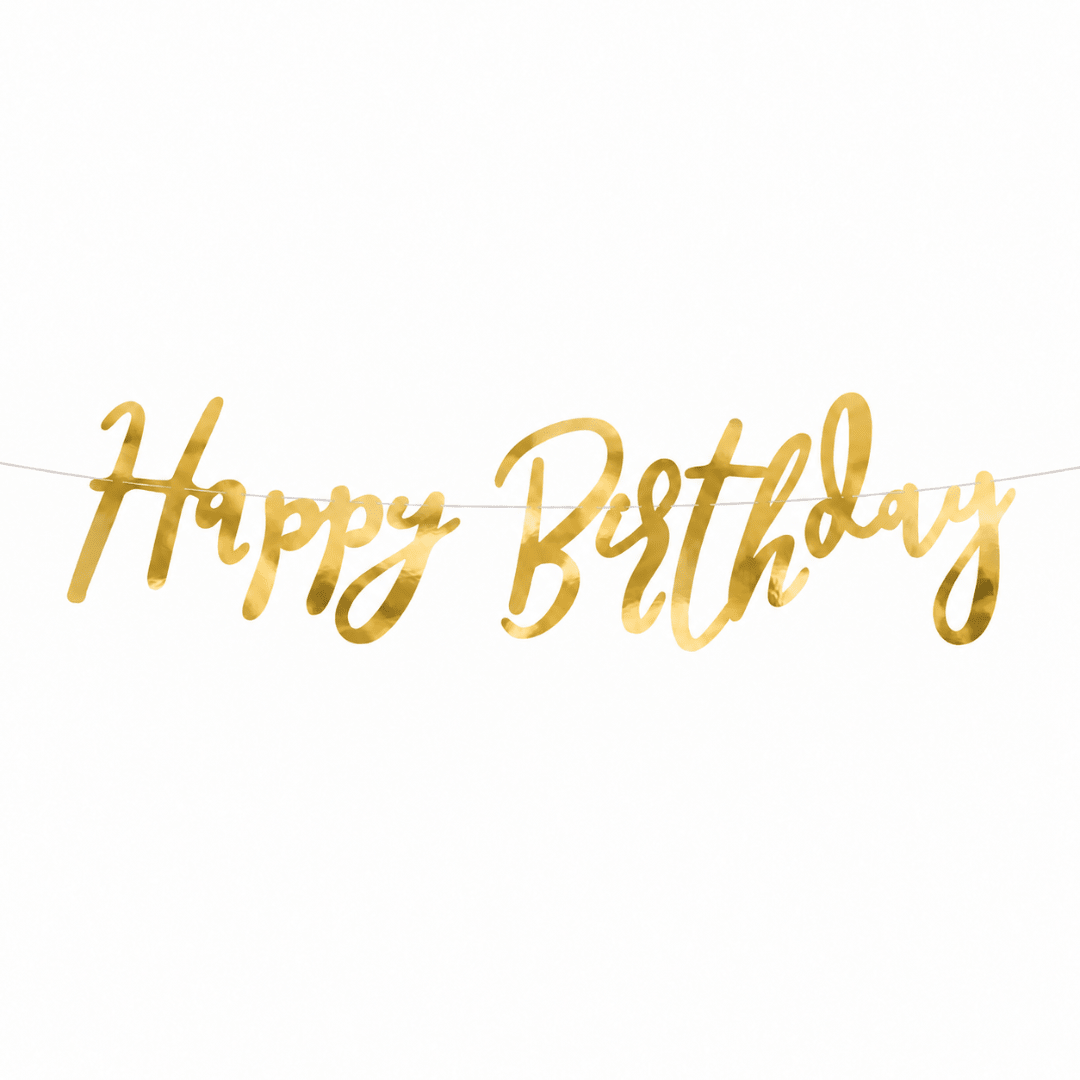 Banner Happy Birthday Gold 16,5 x 62 cm - TwentyFourParty