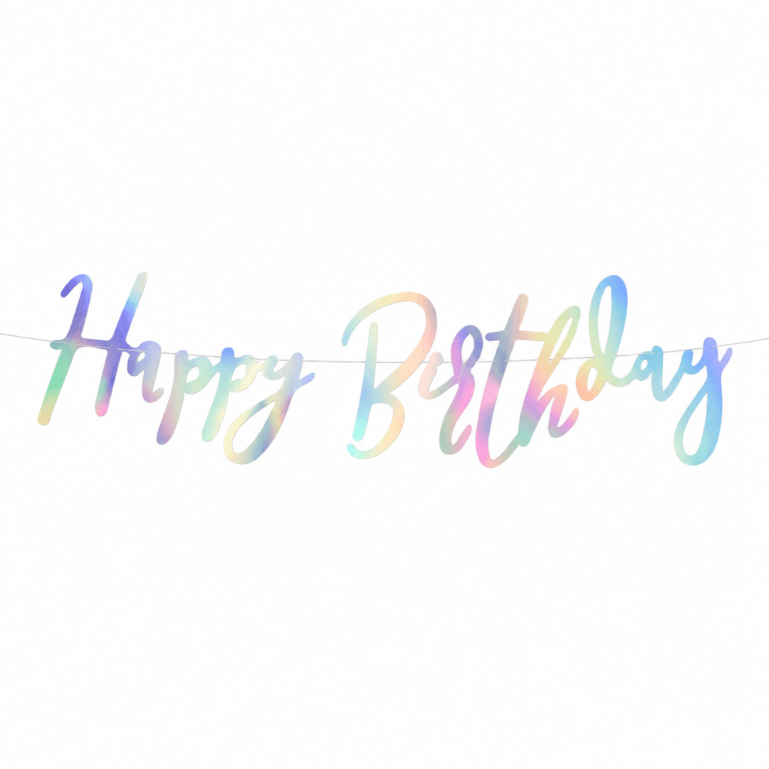 Banner Happy Birthday Irisierend 16,5 x 62 cm - TwentyFourParty