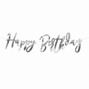 Banner Happy Birthday Silber 16,5 x 62 cm - TwentyFourParty