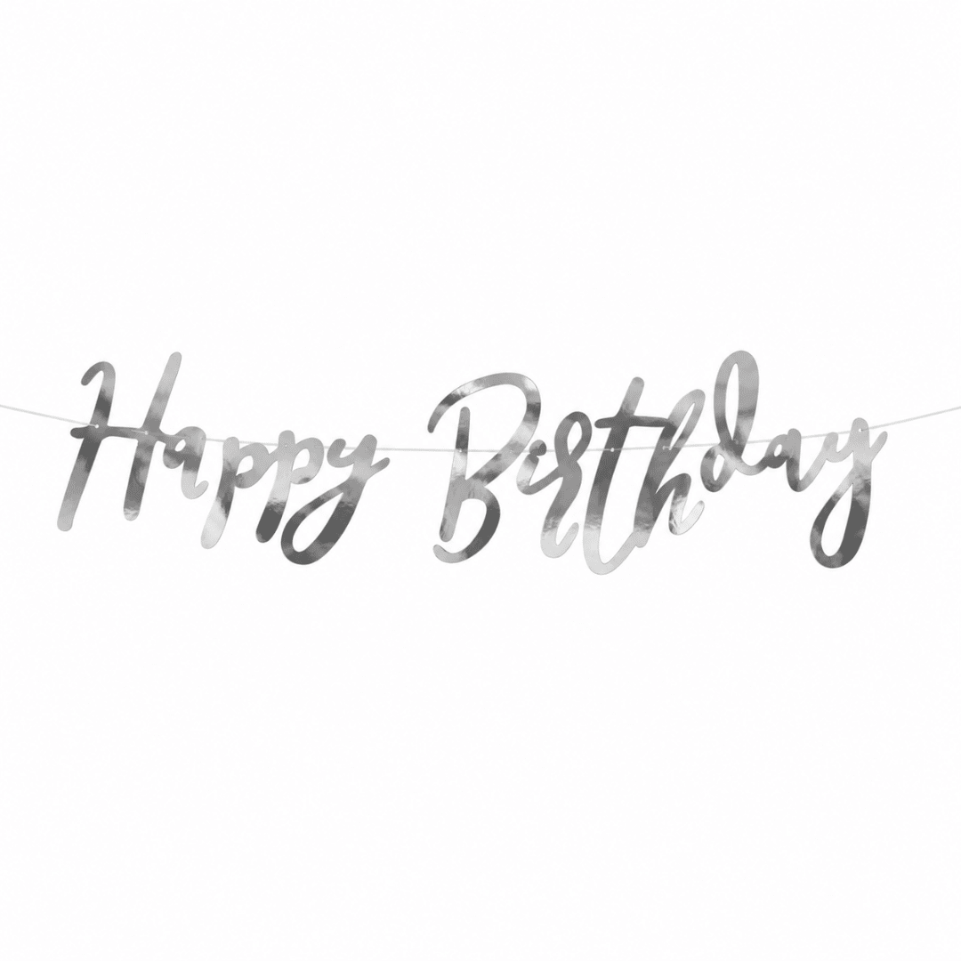 Banner Happy Birthday Silber 16,5 x 62 cm - TwentyFourParty