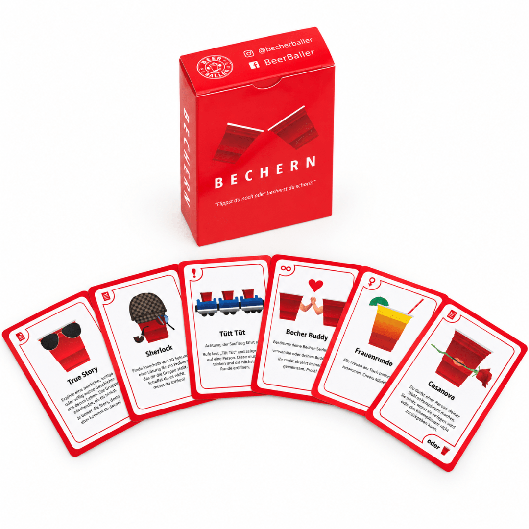 Bechern Trinkspiel mit 69 Karten und 10 Red Cups - TwentyFourParty