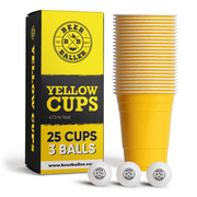 Beer Pong Becher Set Gelb (25x inkl. 3 Bällen) - TwentyFourParty