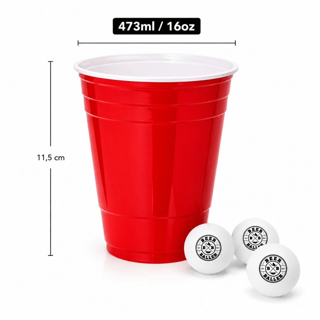 Beer Pong Becher Set Rot (25x inkl. 3 Bällen) - TwentyFourParty