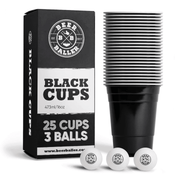 Beer Pong Becher Set Schwarz (25x inkl. 3 Bällen) - TwentyFourParty