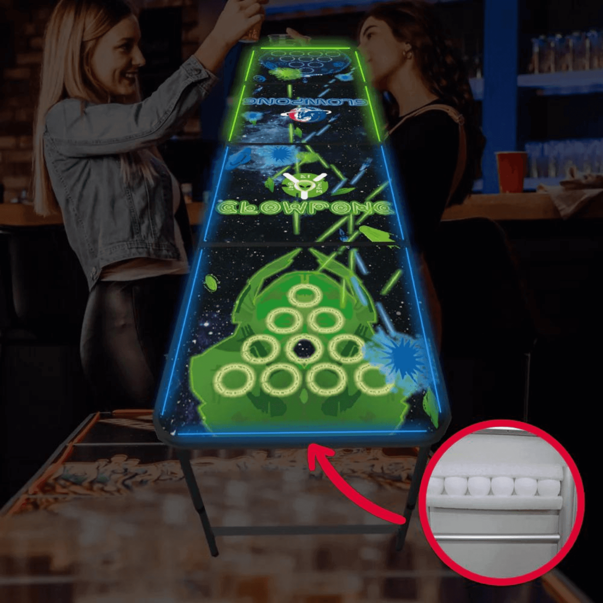 Beer Pong Tisch Alien VS. Human LED - TwentyFourParty