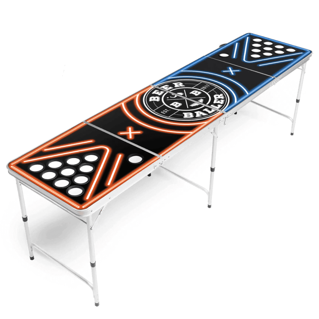 Beer Pong Tisch „LED NEON“ mit Löchern - TwentyFourParty