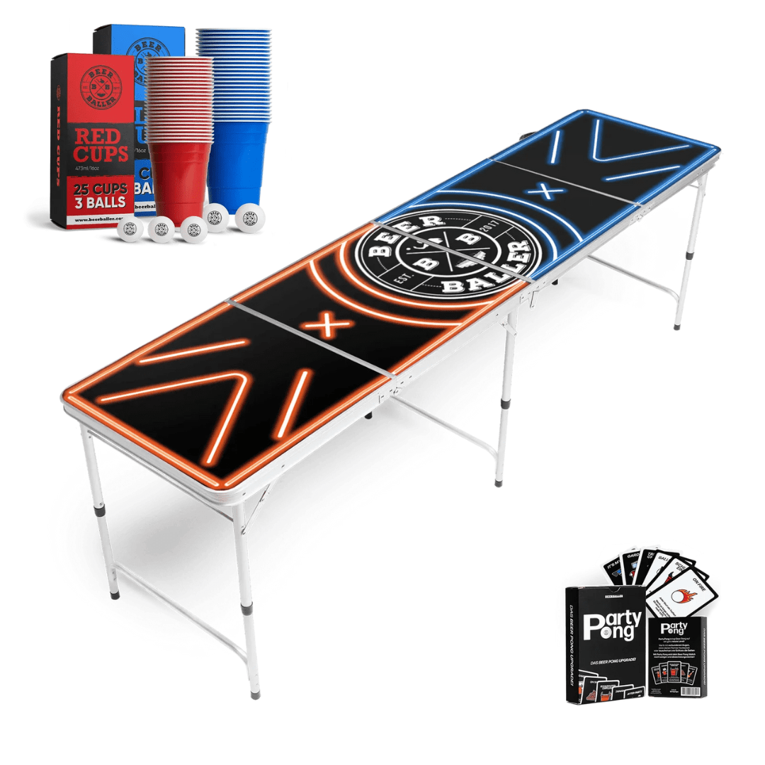Beer Pong Tisch Set „LED NEON Set - TwentyFourParty