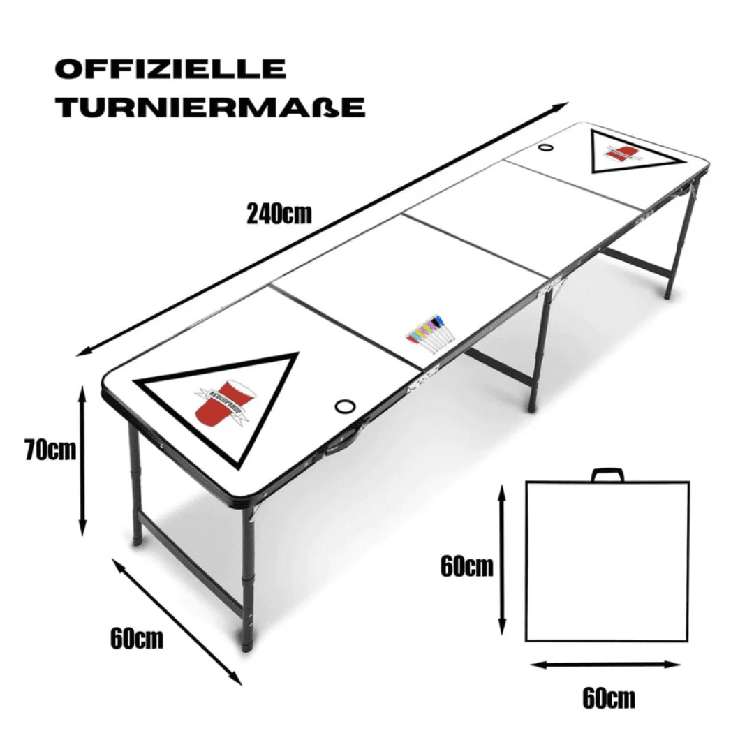 Beer Pong Tisch Set „Zum Selbst Gestalten“ inkl. Becher & Bälle - TwentyFourParty