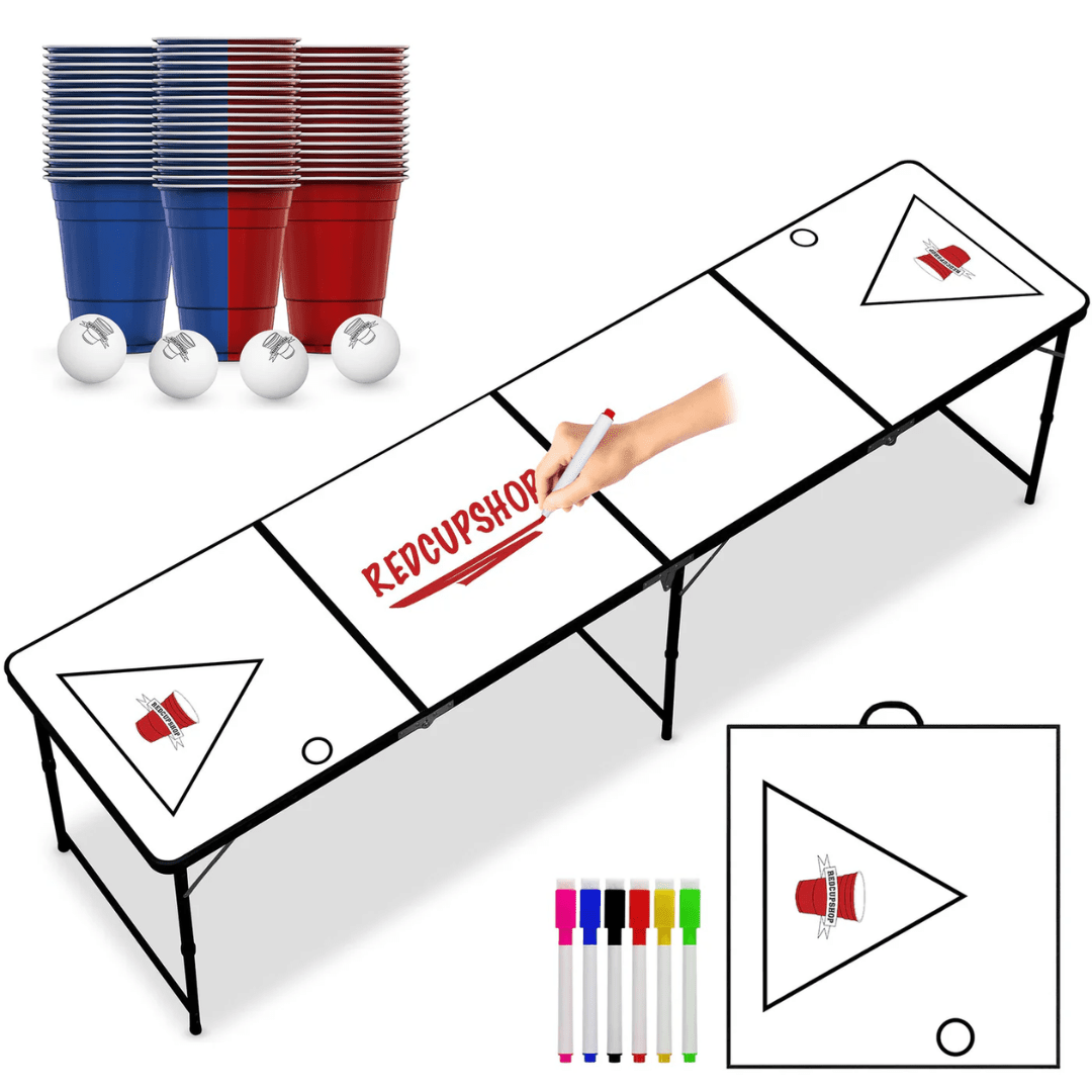 Beer Pong Tisch Set „Zum Selbst Gestalten“ inkl. Becher & Bälle - TwentyFourParty