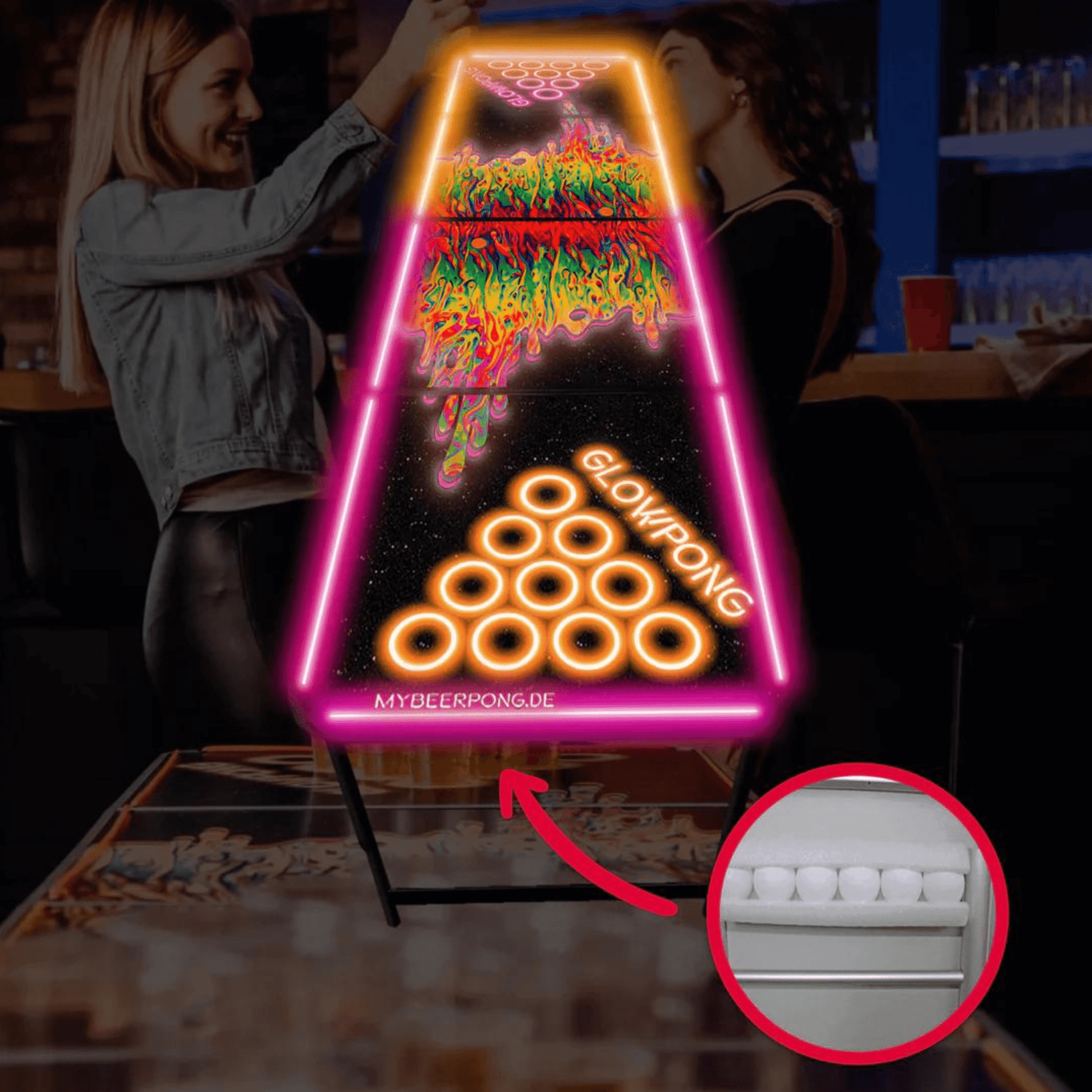 Beer Pong Tisch Space Lava LED - TwentyFourParty