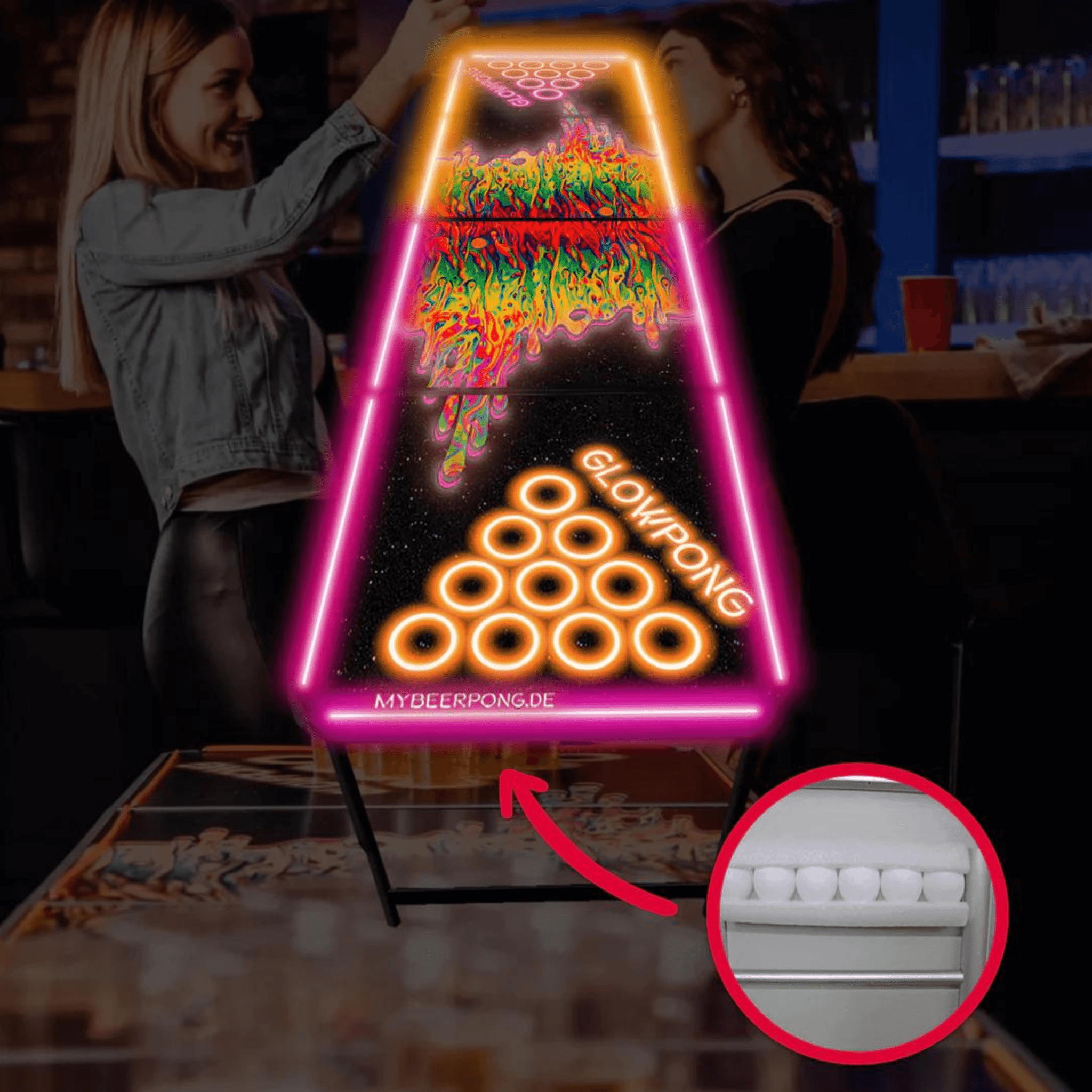 Beer Pong Tisch Space Lava LED - TwentyFourParty