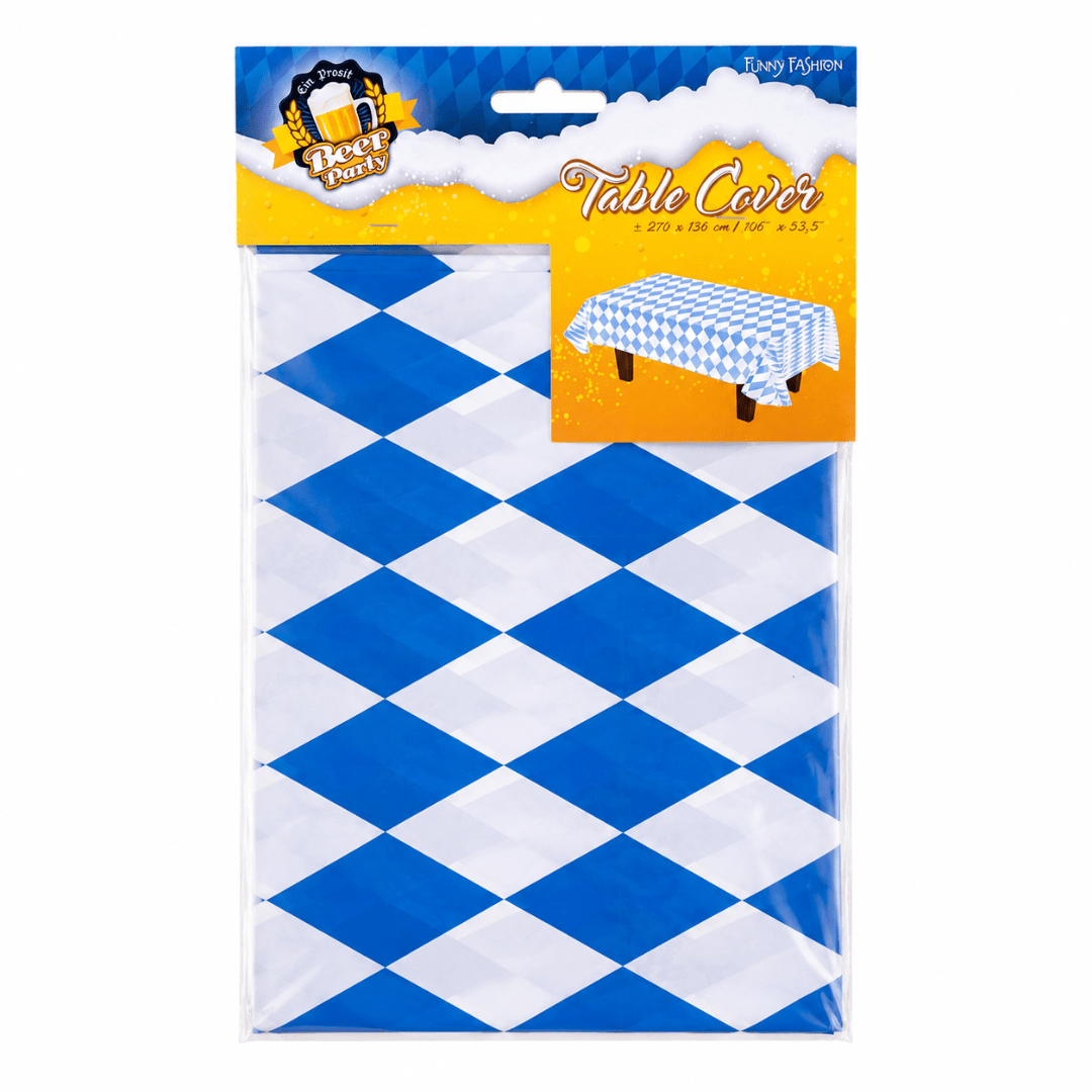 Bierfest Tischdecke Blau Weiß 270 x 136 cm - TwentyFourParty