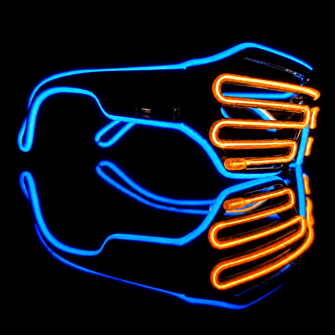 BLINXS EL Neon-Brille Shutter Blau-Orange - TwentyFourParty